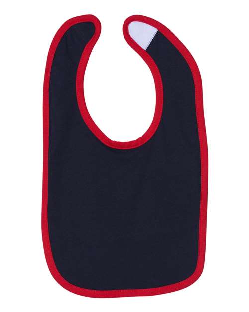 Rabbit Skins RS1004 Infant Contrast Trim Bib #color_NAVY/ RED