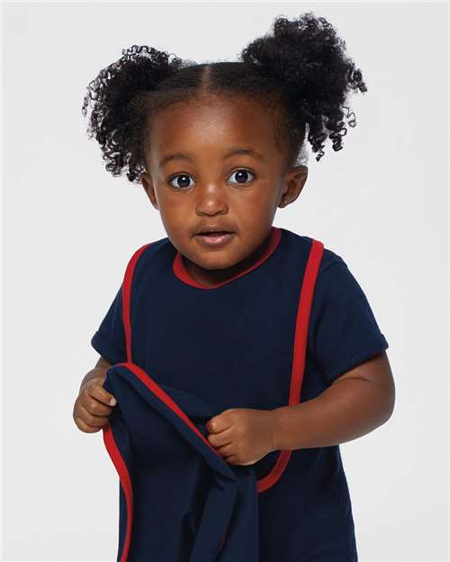 Rabbit Skins RS1004 Infant Contrast Trim Bib #color_NAVY/ RED