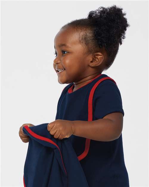 Rabbit Skins RS1004 Infant Contrast Trim Bib #color_NAVY/ RED