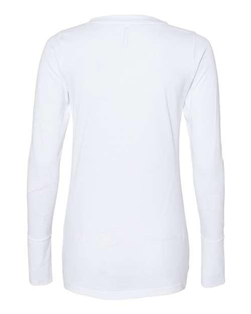 LAT LA3538 Ladies' Long Sleeve Fine Jersey Lace-Up T-Shirt #color_BLEND WHT/ TITNM