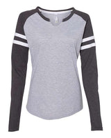 LAT 3534 Ladies' Gameday Mash-Up Long Sleeve Fine Jersey T-Shirt #color_VN HTH/ VN NV/ W