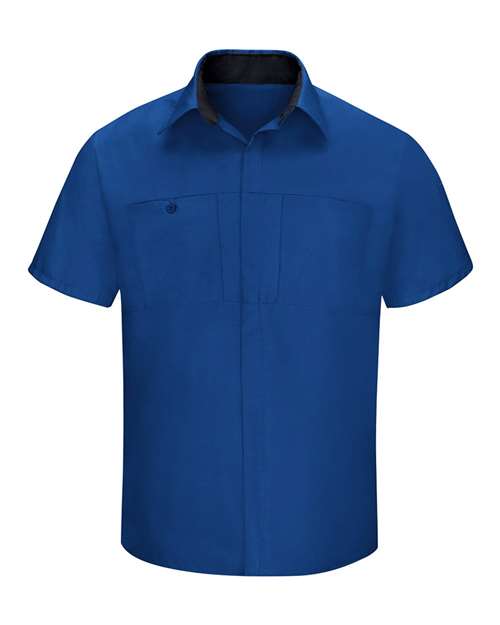 Red Kap SY42 Performance Plus Short Sleeve Shirt with Oilblok Technology #color_Royal Blue/ Black