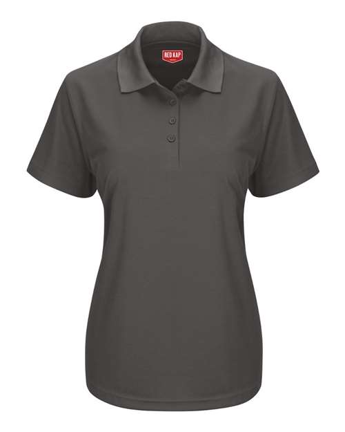 Red Kap SK97 Women's Short Sleeve Performance Knit Pocketless Core Polo #color_Charcoal