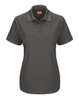 Red Kap SK97 Women's Short Sleeve Performance Knit Pocketless Core Polo #color_Charcoal