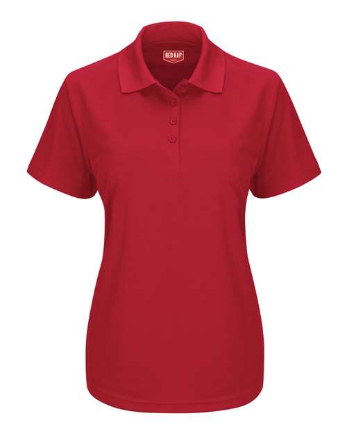 Red Kap SK97 Women's Short Sleeve Performance Knit Pocketless Core Polo #color_Red