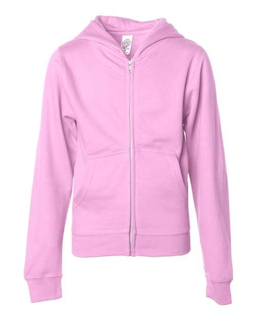 Independent Trading Co. SS4001YZ Youth Midweight Full-Zip Hooded Sweatshirt #color_Light Pink