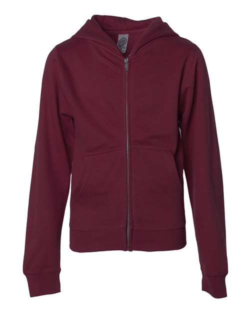Independent Trading Co. SS4001YZ Youth Midweight Full-Zip Hooded Sweatshirt #color_Maroon