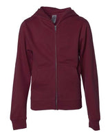 Independent Trading Co. SS4001YZ Youth Midweight Full-Zip Hooded Sweatshirt #color_Maroon
