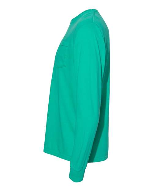 Comfort Colors C4410 Adult Heavyweight RSLong-Sleeve Pocket T-Shirt #color_ISLAND GREEN