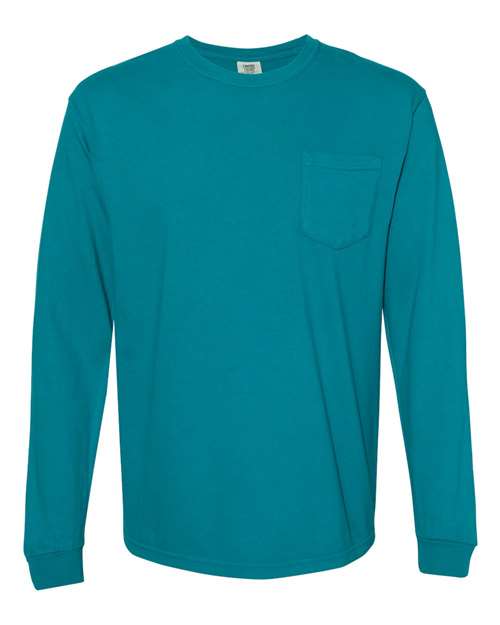 Comfort Colors C4410 Adult Heavyweight RSLong-Sleeve Pocket T-Shirt #color_TOPAZ BLUE