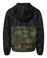 Independent Trading Co. EXP24YWZ Youth Lightweight Windbreaker Full-Zip Jacket #color_Black/ Forest Camo