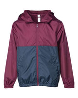 Independent Trading Co. EXP24YWZ Youth Lightweight Windbreaker Full-Zip Jacket #color_Maroon/ Classic Navy