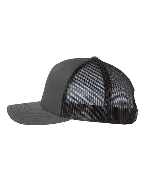 Richardson 112FP Five-Panel Trucker Cap #color_Charcoal/ Black