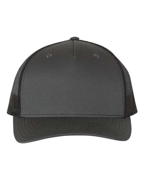 Richardson 112FP Five-Panel Trucker Cap #color_Charcoal/ Black