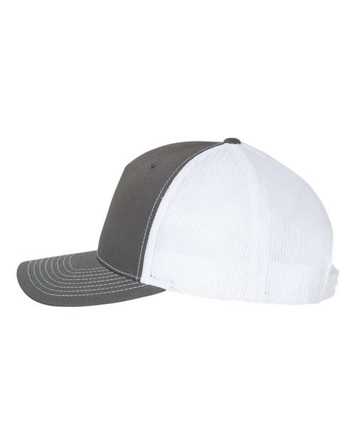 Richardson 112FP Five-Panel Trucker Cap #color_Charcoal/ White