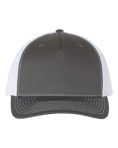 Richardson 112FP Five-Panel Trucker Cap #color_Charcoal/ White