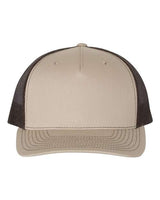 Richardson 112FP Five-Panel Trucker Cap #color_Khaki/ Coffee