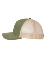 Richardson 112FP Five-Panel Trucker Cap #color_Army Olive Green/ Tan