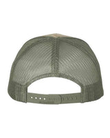 Richardson 112FP Five-Panel Trucker Cap #color_Pale Khaki/ Loden Green