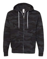 Independent Trading Co. AFX90UNZ Lightweight Full-Zip Hooded Sweatshirt #color_Black Camo