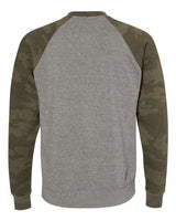 Independent Trading Co. PRM30SBC Special Blend Crewneck Raglan Sweatshirt #color_Nickel Heather/ Forest Camo