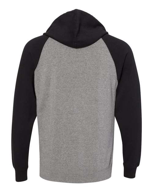 Independent Trading Co. PRM33SBZ Special Blend Raglan Full-Zip Hooded Sweatshirt #color_Nickel Heather/ Black