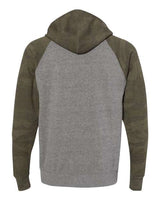 Independent Trading Co. PRM33SBZ Special Blend Raglan Full-Zip Hooded Sweatshirt #color_Nickel Heather/ Forest Camo
