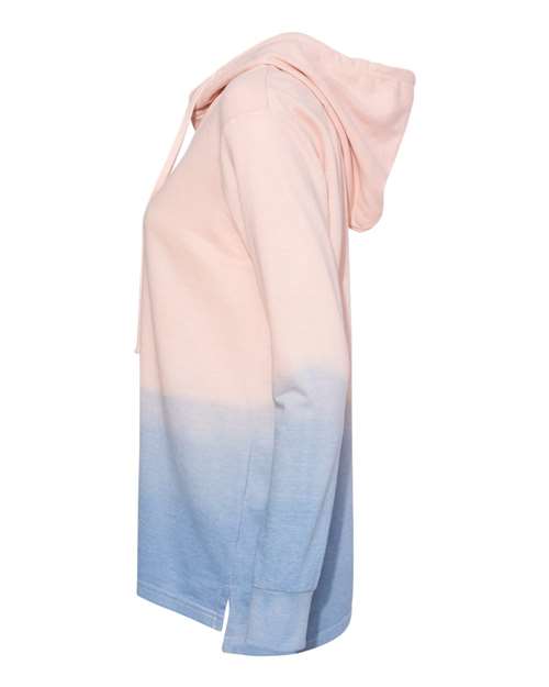 MV Sport W20185 Women's French Terry Ombré Hooded Sweatshirt #color_Cameo Pink/ Stonewash