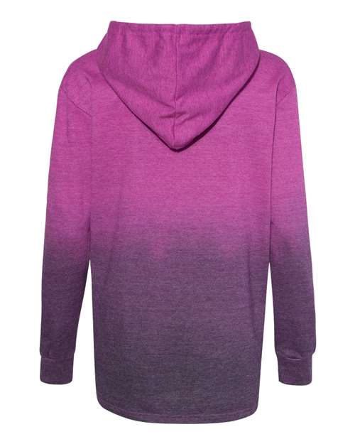 MV Sport W20185 Women's French Terry Ombré Hooded Sweatshirt #color_Dragonfruit/ Navy