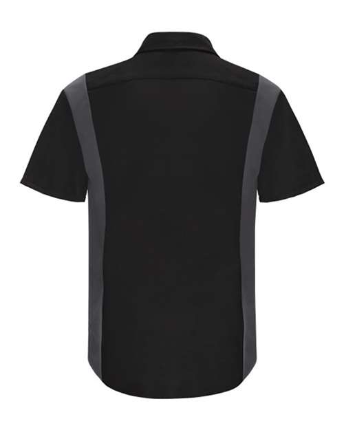 Red Kap SY42 Performance Plus Short Sleeve Shirt with Oilblok Technology #color_Black/ Charcoal