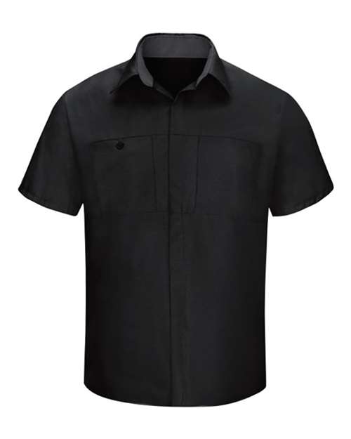 Red Kap SY42 Performance Plus Short Sleeve Shirt with Oilblok Technology #color_Black/ Charcoal