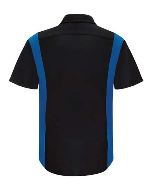 Red Kap SY42 Performance Plus Short Sleeve Shirt with Oilblok Technology #color_Black/ Royal Blue