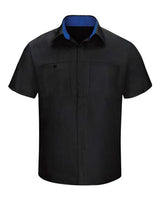 Red Kap SY42 Performance Plus Short Sleeve Shirt with Oilblok Technology #color_Black/ Royal Blue