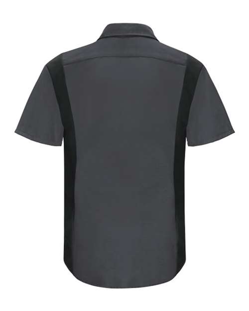 Red Kap SY42 Performance Plus Short Sleeve Shirt with Oilblok Technology #color_Charcoal/ Black