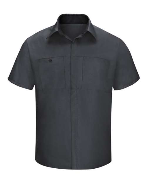 Red Kap SY42 Performance Plus Short Sleeve Shirt with Oilblok Technology #color_Charcoal/ Black