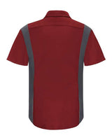 Red Kap SY42 Performance Plus Short Sleeve Shirt with Oilblok Technology #color_Fireball Red/ Charcoal