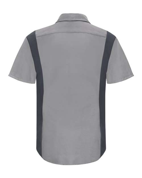 Red Kap SY42 Performance Plus Short Sleeve Shirt with Oilblok Technology #color_Light Grey/ Charcoal