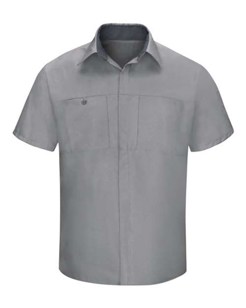 Red Kap SY42 Performance Plus Short Sleeve Shirt with Oilblok Technology #color_Light Grey/ Charcoal