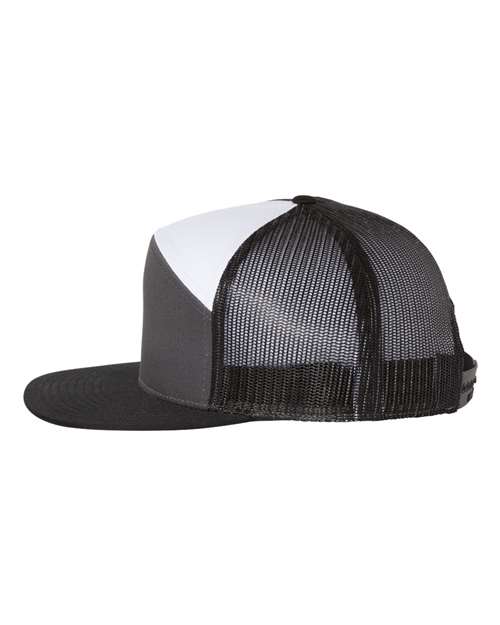 Richardson 168 Seven-Panel Trucker Cap #color_Charcoal/ Black/ White