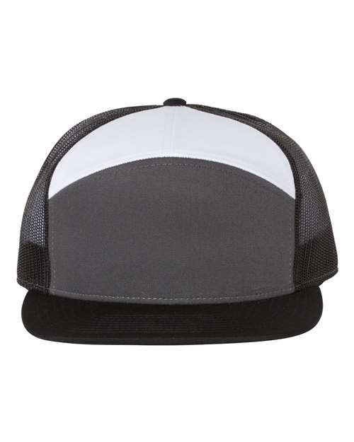 Richardson 168 Seven-Panel Trucker Cap #color_Charcoal/ Black/ White