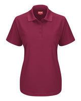 Red Kap SK97 Women's Short Sleeve Performance Knit Pocketless Core Polo #color_Burgundy