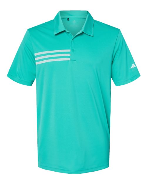 Adidas A324 3-Stripes Chest Polo #color_Hi-Res Aqua/ White