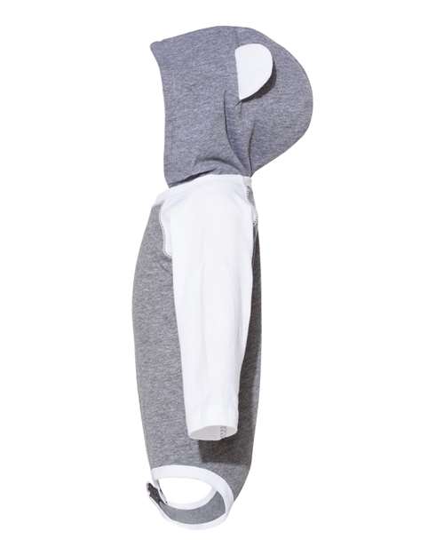Rabbit Skins 4418 Infant Long Sleeve Fine Jersey Bodysuit With Ears #color_GRANITE HTH/ WHT