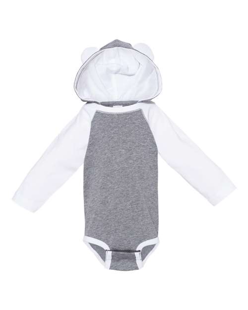 Rabbit Skins 4418 Infant Long Sleeve Fine Jersey Bodysuit With Ears #color_GRANITE HTH/ WHT