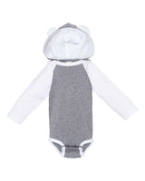 Rabbit Skins 4418 Infant Long Sleeve Fine Jersey Bodysuit With Ears #color_GRANITE HTH/ WHT