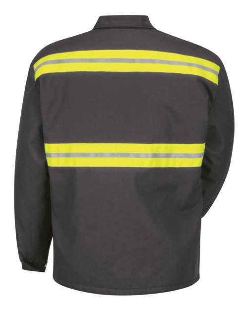 Red Kap JT50EN Enhanced Visibility Perma-Lined Panel Jacket #color_Charcoal