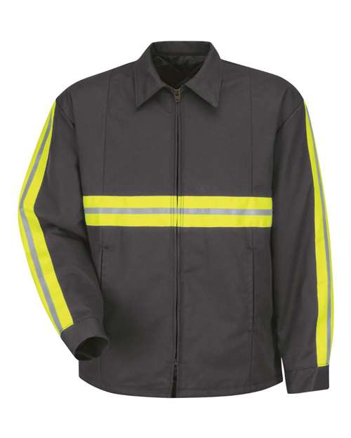 Red Kap JT50EN Enhanced Visibility Perma-Lined Panel Jacket #color_Charcoal