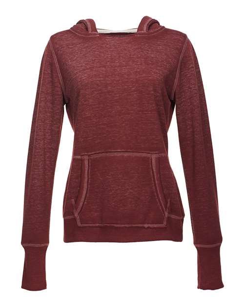 J America JA8912 Ladies' Zen Pullover Fleece Hooded Sweatshirt #color_TWISTED BORDEAUX