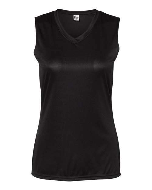 C2 Sport 5663 Women's Sleeveless V-Neck T-Shirt #color_Black