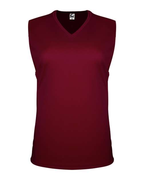 C2 Sport 5663 Women's Sleeveless V-Neck T-Shirt #color_Maroon
